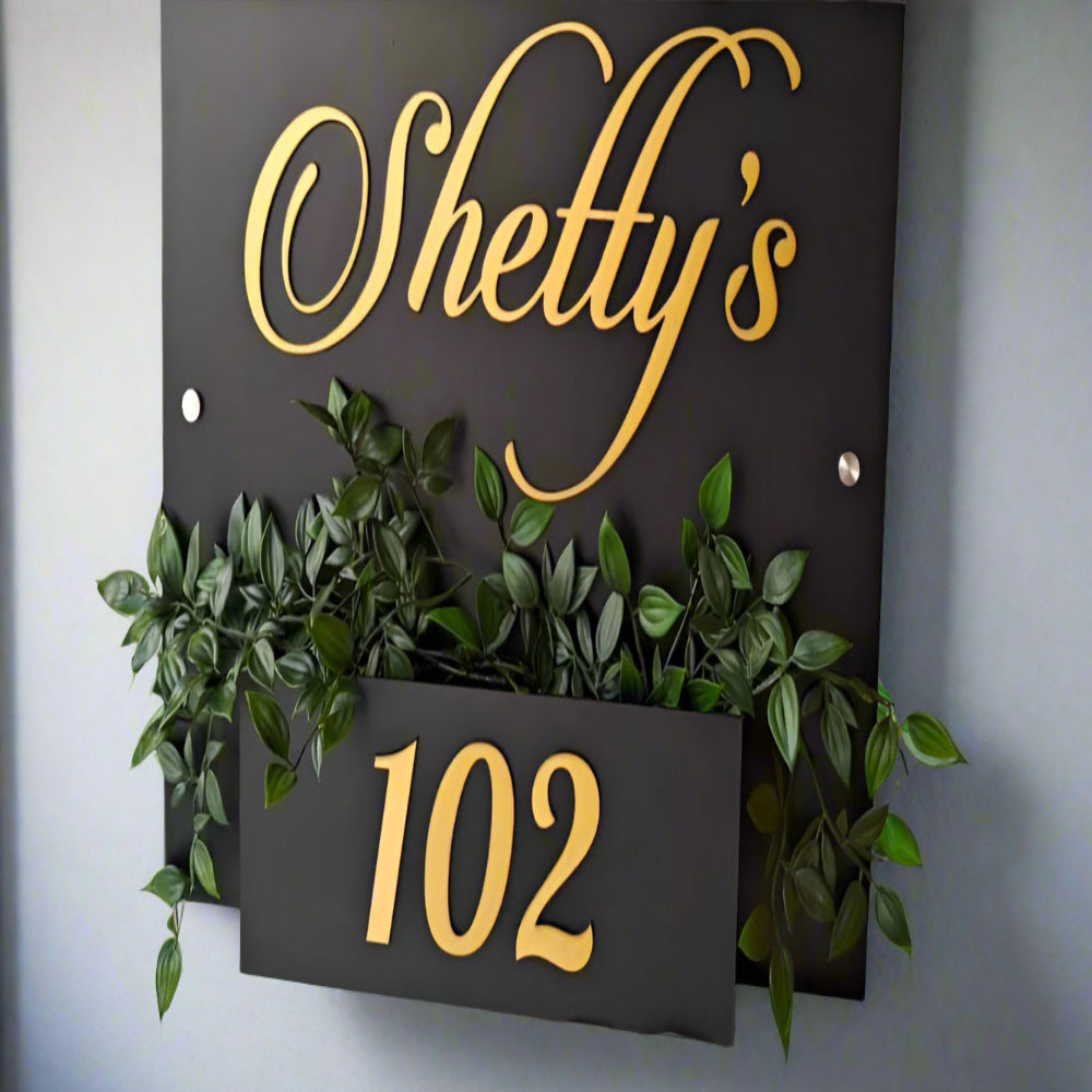 matt acrylic gold mirror 102 name plate