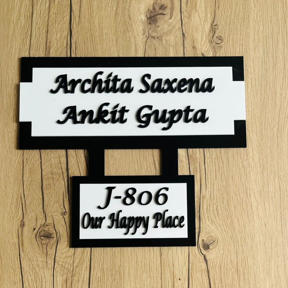 J-806 Black white Acrylic Name Plate