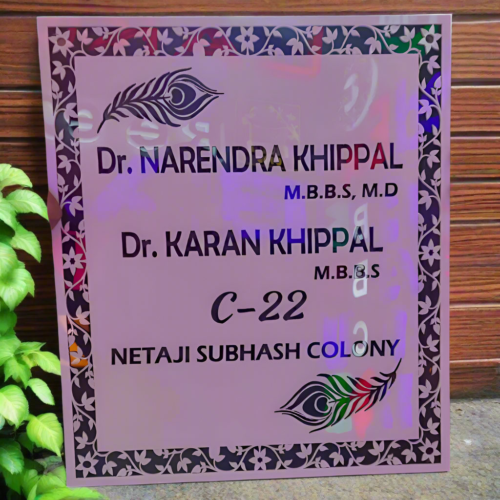 White and Black Acrylic C-22 Name Plate