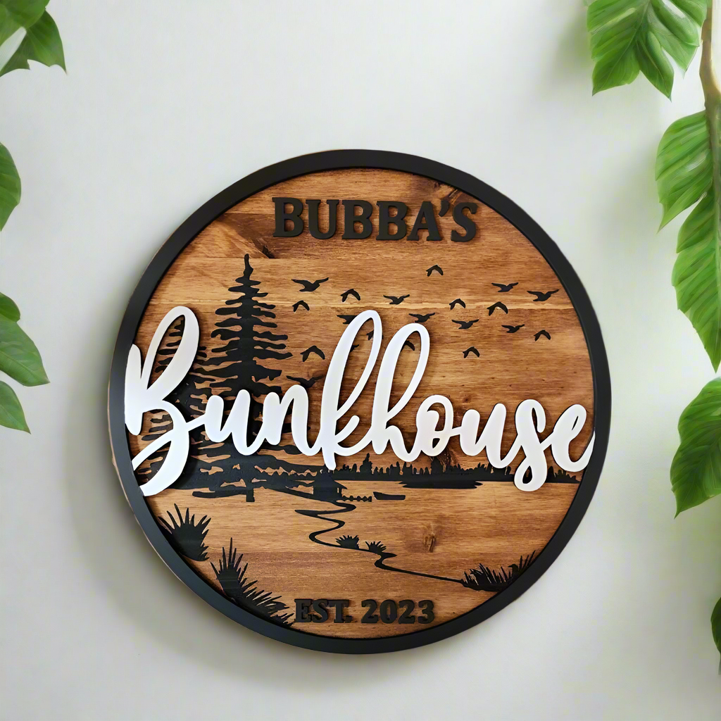Wooden Bunkhouse Name plate