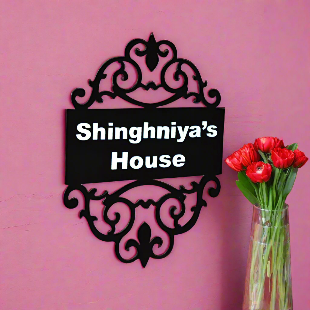 Black and White Acrylic Shinghniya;s Name plate