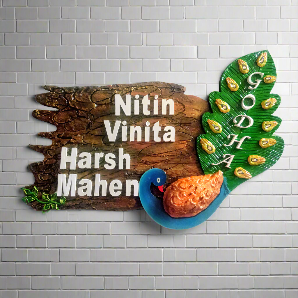 Paper machi Peacock Name Plate