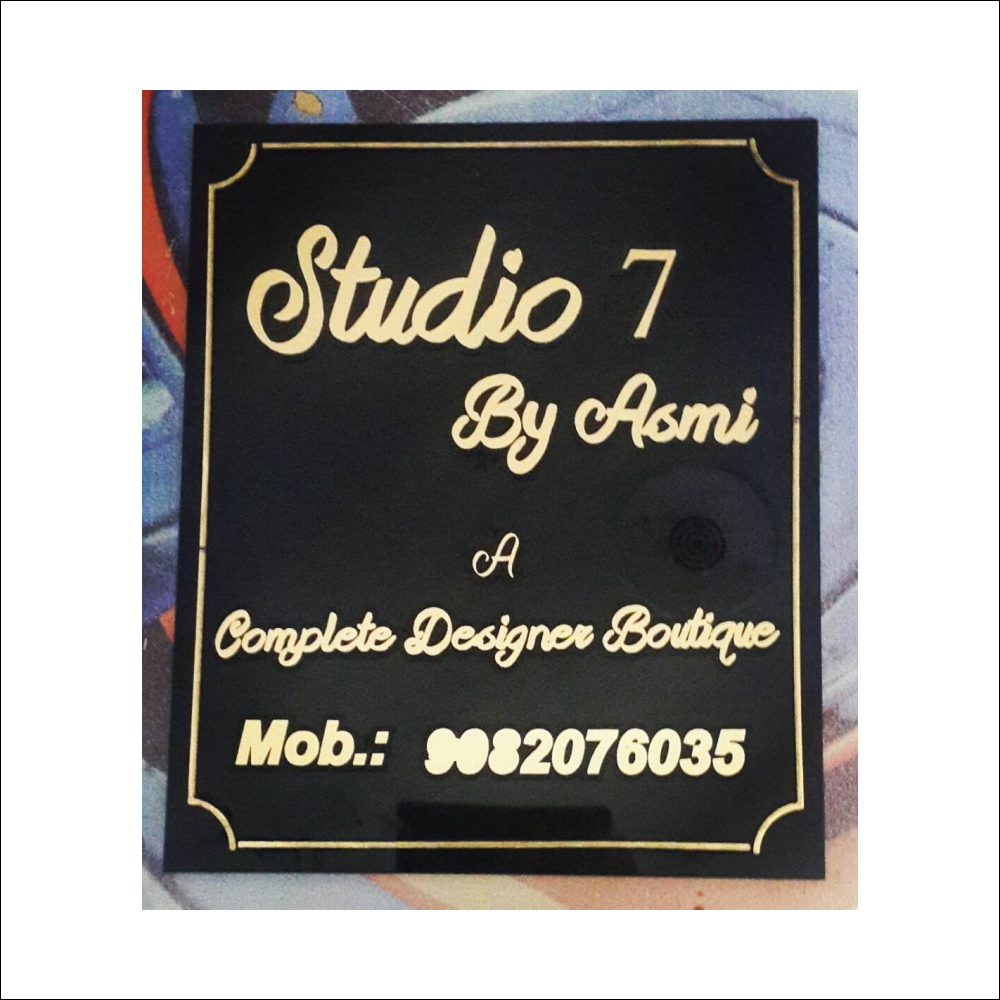 Black Acrylic Mirror Gold Studio Name Plate